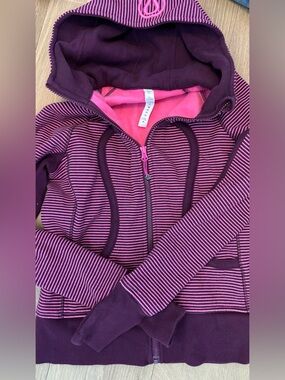 Lululemon Scuba hoodie size 6 Striped Hooded Zip Jacket - Pink & Purple